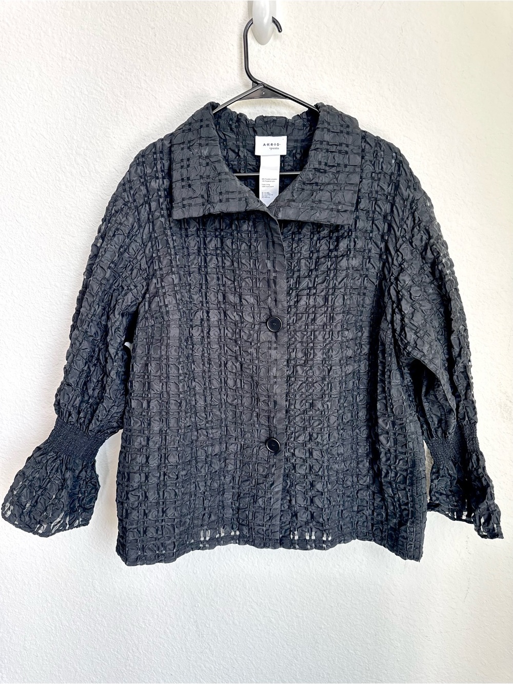 Akris Punto shirt jacket bell sleeve organza textured crinkle design US 14